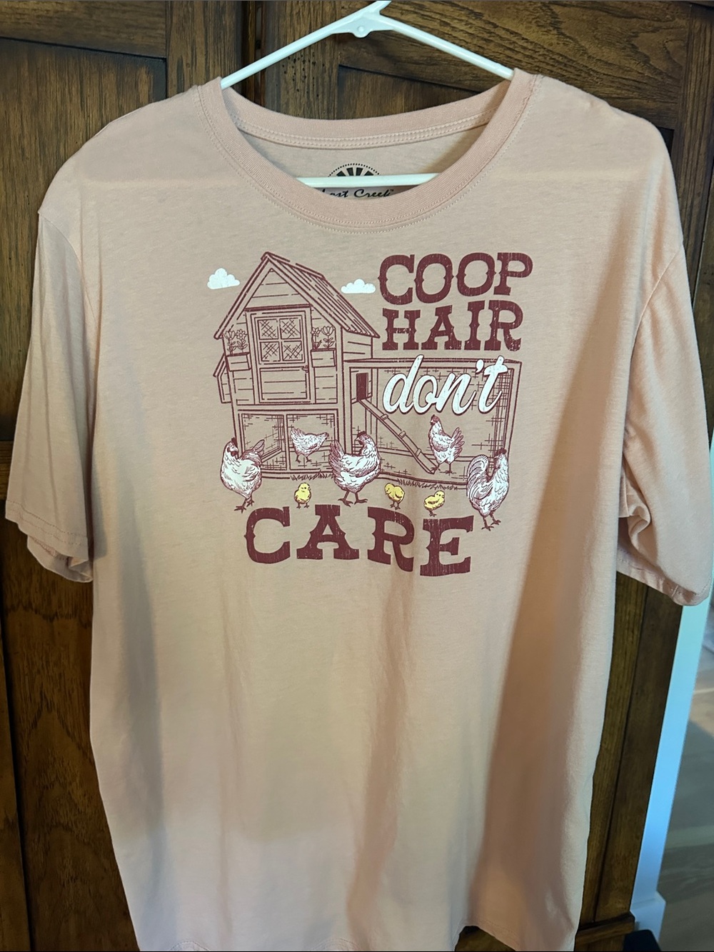 Girls' 'Coop Hair Don't Care' Short Sleeve Tee - Peach